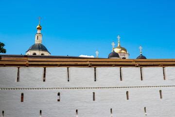 Restoration and repair of the outer wall of the Orthodox Borovsko-Pafnutiev Monastery in August...