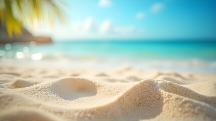 Fototapeta premium Escape to paradise with pristine sands and sparkling turquoise waters on a sunny day perfect for vacations