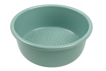 Empty light green plastic basin isolated on transparent background