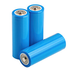 Three aa batteries isolated on transparent background