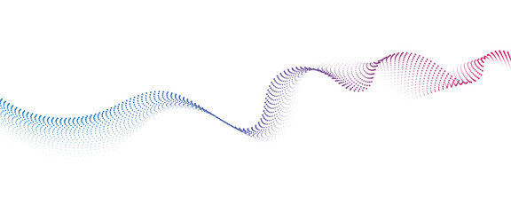 Flowing Dot Wave halftone gradient pattern on transparent background	
