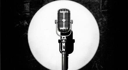 Vintage Microphone Spotlight: Black and White Performance Stage