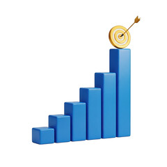 Business growth chart isolated on transparent background
