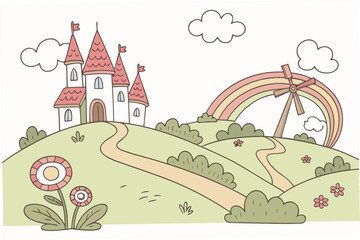 Naklejka premium landscape with castle