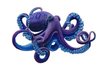 Vibrant purple and blue octopus, detailed illustration