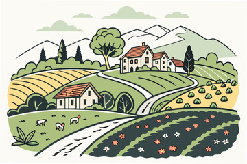 vector illustration of a village