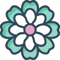 A flower icon featuring a vibrant green center, symbolizing nature and growth.