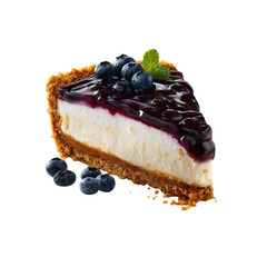 Delicious Slice of Blueberry Cheesecake with Fresh Berries