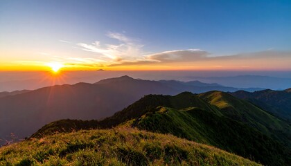 Obraz premium Panoramic mountain sunset vista