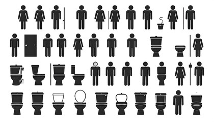 Bathroom icons.  Simple restroom symbols