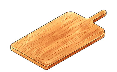 木のまな板の手描きイラスト