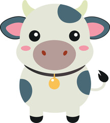 Cute anime cow, Cute anime cow with a bell on its neck, 
