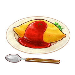 オムライスの手描きイラスト