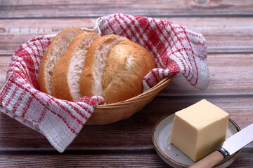 Basket of Bread with Butter on the side