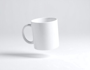 Fototapeta premium Minimalist Floating White Ceramic Mug Mockup on Clean Background