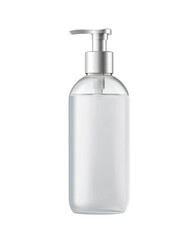 Clear rectangular bottle with silver pump dispenser