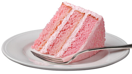 Piece of cream chocolate cake on white plate