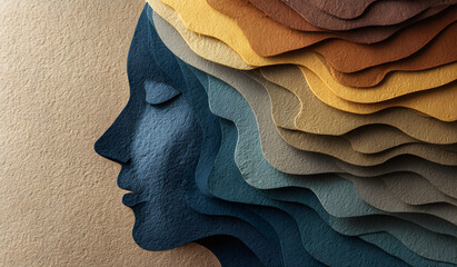 Mental Health Concept. Bipolar Disorder Person. Layers of Paper Cut as Human Head presenting Different of Emotions