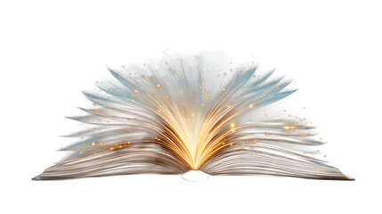 Open Book with Magical Light, isolated on transparent background
