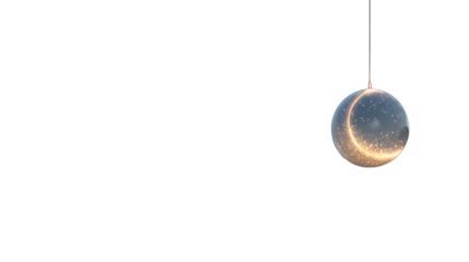 Illuminated Crescent Moon Ornament, isolated on transparent background