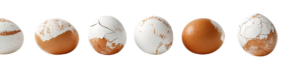 Eggs with various stages of shell damage