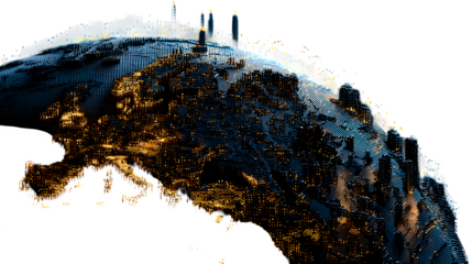 Europe and North Africa - Block City 3d rendered, isolated on transparent background