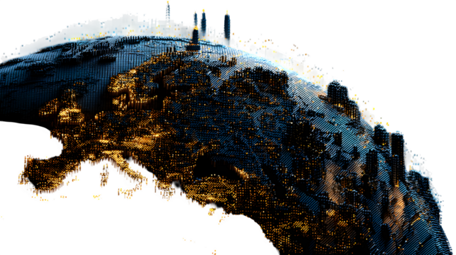 Europe and North Africa - Block City 3d rendered, isolated on transparent background
