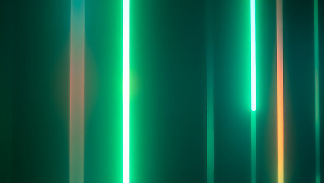 Abstract Green Neon Light Streaks Glowing Vertical Lines Digital Art