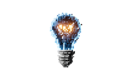 Digital Lightbulb, isolated on transparent background
