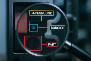 AI processing in industry production uses magnification to analyze parts and background for quality control and efficient image handling