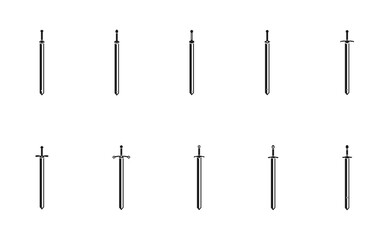 collection of sword symbols with different sword hilts