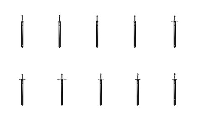 collection of sword symbols with different sword hilts