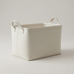 Tote storage basket mockup, neutral background, blank textile surface for branding