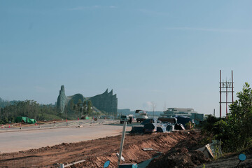 Road under construction in Indonesia new capital city Nusantara