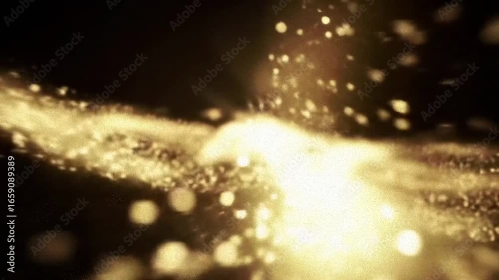 Wall mural golden light streaks and particles dance in a mesmerizing abstract display with bokeh effect, perfec