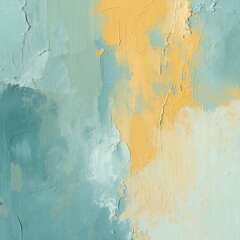 Abstract brushstrokes in teal yellow and white