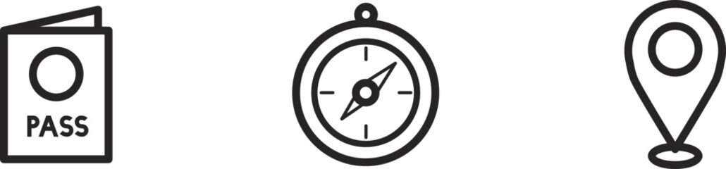Simple Black and White Compass Icon for Navigation and Exploration