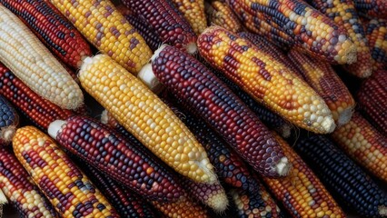 A Rich Tapestry of Jewel-Toned Indian Corn, Showcasing Autumn's Vibrant Harvest.