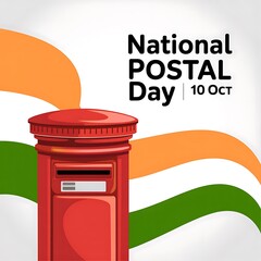 Red post box with indian flag colors for national postal day celebration