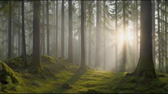 光の差し込む山林の動画