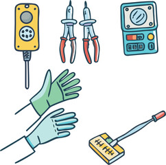 A set of hand drawn style vector icons.