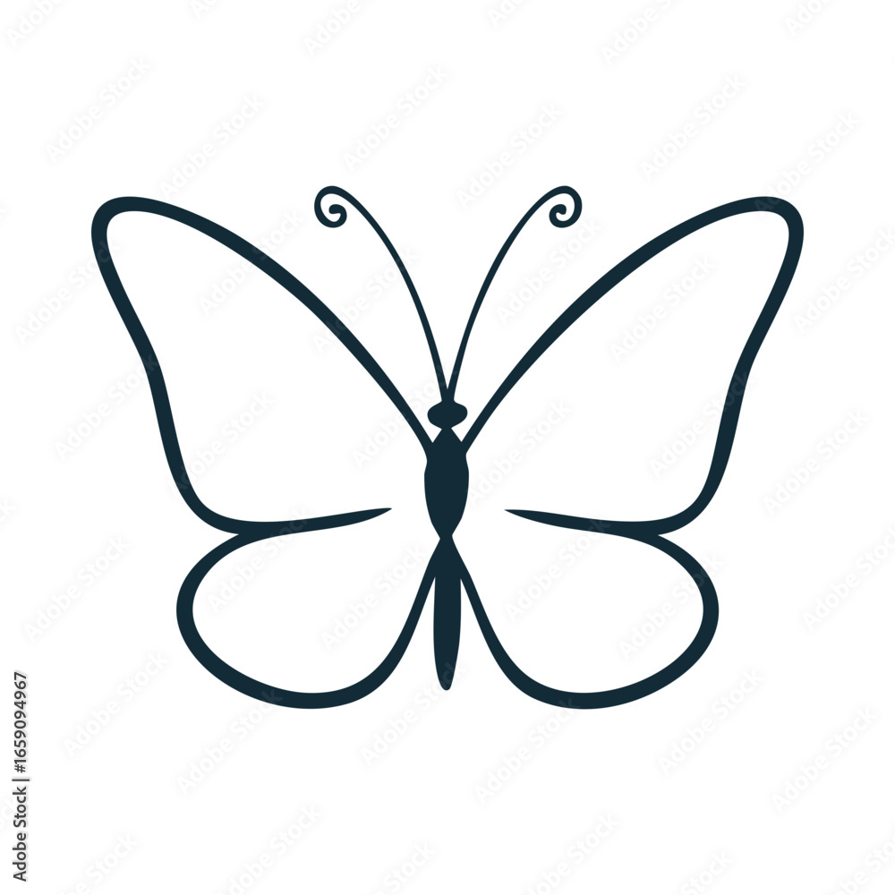 Canvas Prints outline drawing of a butterfly with elegant lines