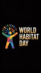 World habitat day celebration with colorful abstract human figure