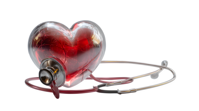 Heart with Stethoscope, isolated on transparent background