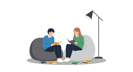 Serene Reading Environment Featuring Comfortable Seating and Ambiance, Ideal for Illustrating Educational Content, Book Clubs, or Leisure Activities