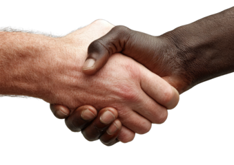 Close-up handshake between two different skin tones