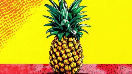 Vibrant pineapple illustration against a colorful background with dynamic patterns - Powered by Adobe