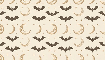Halloween Bat and Moon Pattern