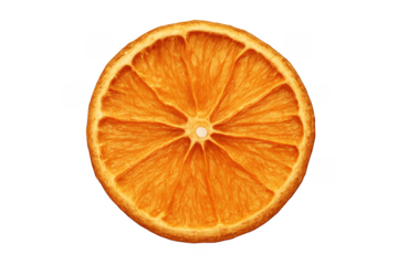 Dried orange slice isolated on transparent background showing its texture