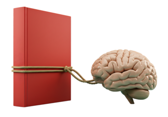Unleash your mind with knowledge illustrated by a book and tied brain, unlock potential and growth